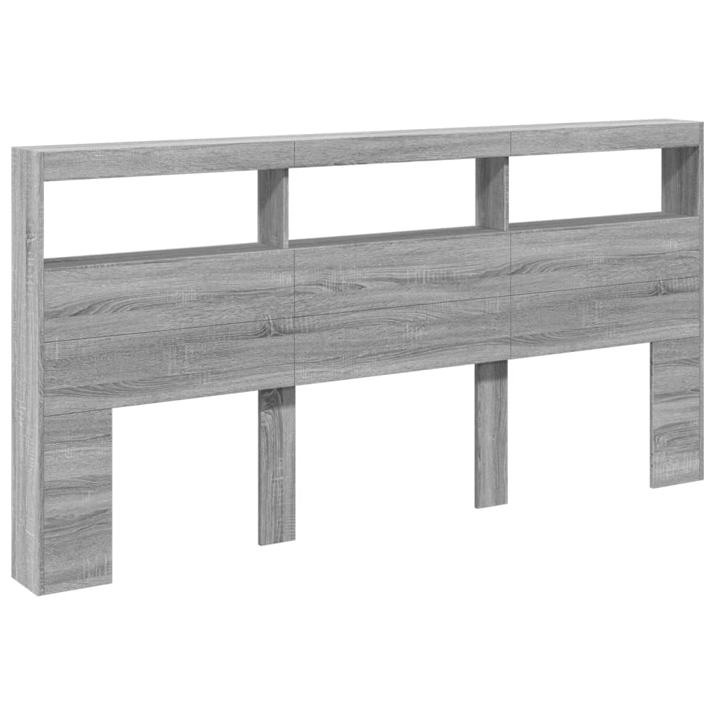 Hodegavl skap med LED grå sonoma 200x17x102 cm