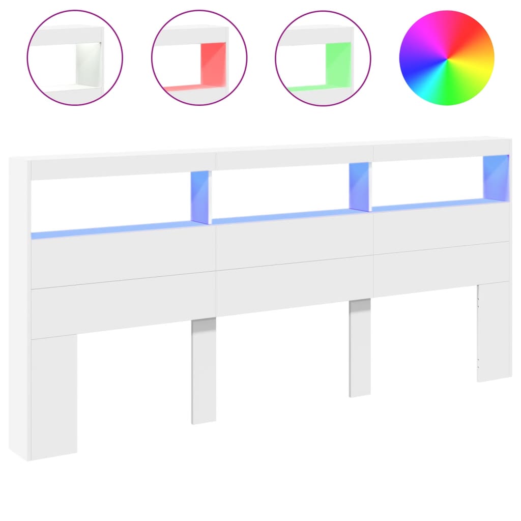 Hodegavl skap med LED hvit 220x17x102 cm
