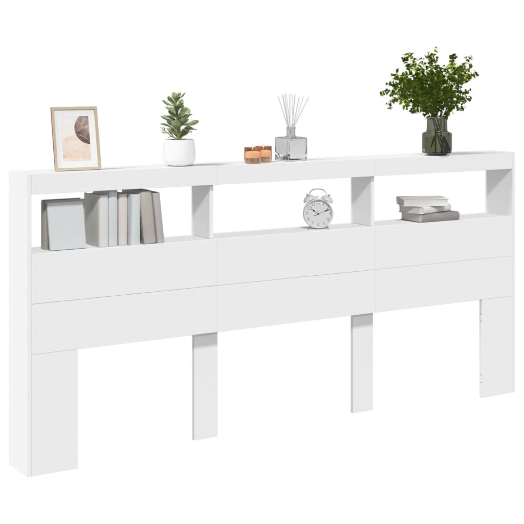 Hodegavl skap med LED hvit 220x17x102 cm