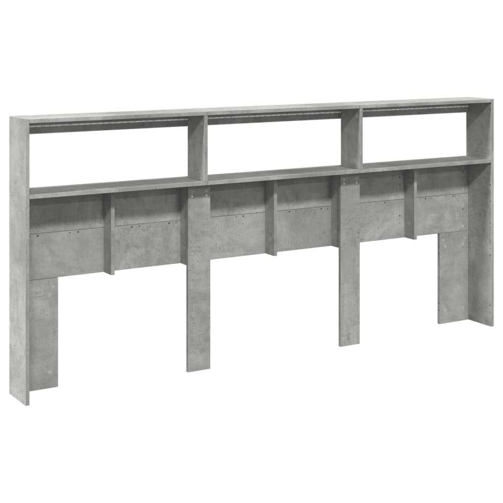 Hodegavl skap med LED betonggrå 220x17x102 cm