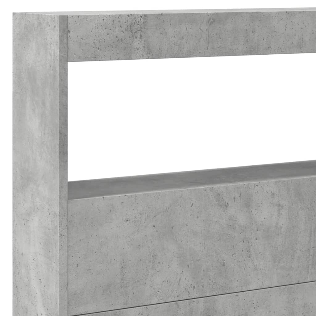 Hodegavl skap med LED betonggrå 220x17x102 cm