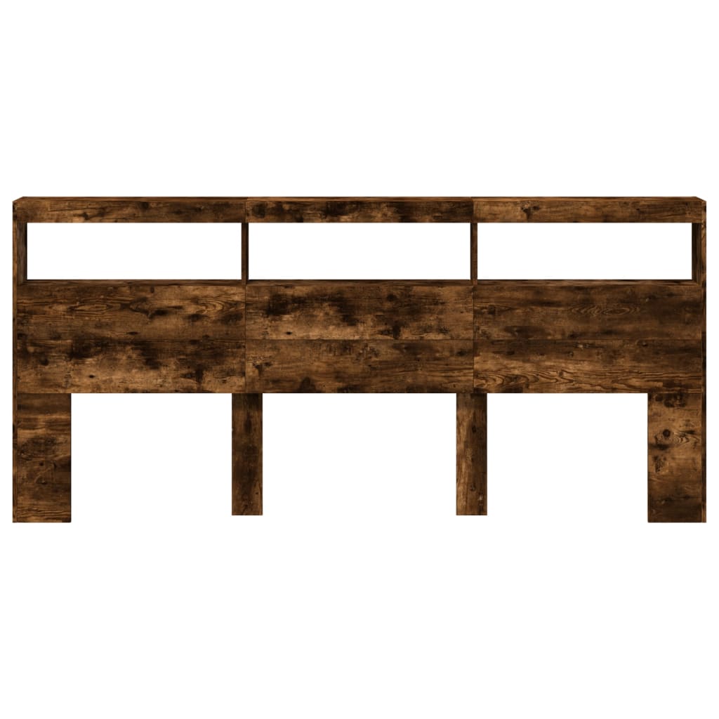 Hodegavl skap med LED røkt eik 220x17x102 cm