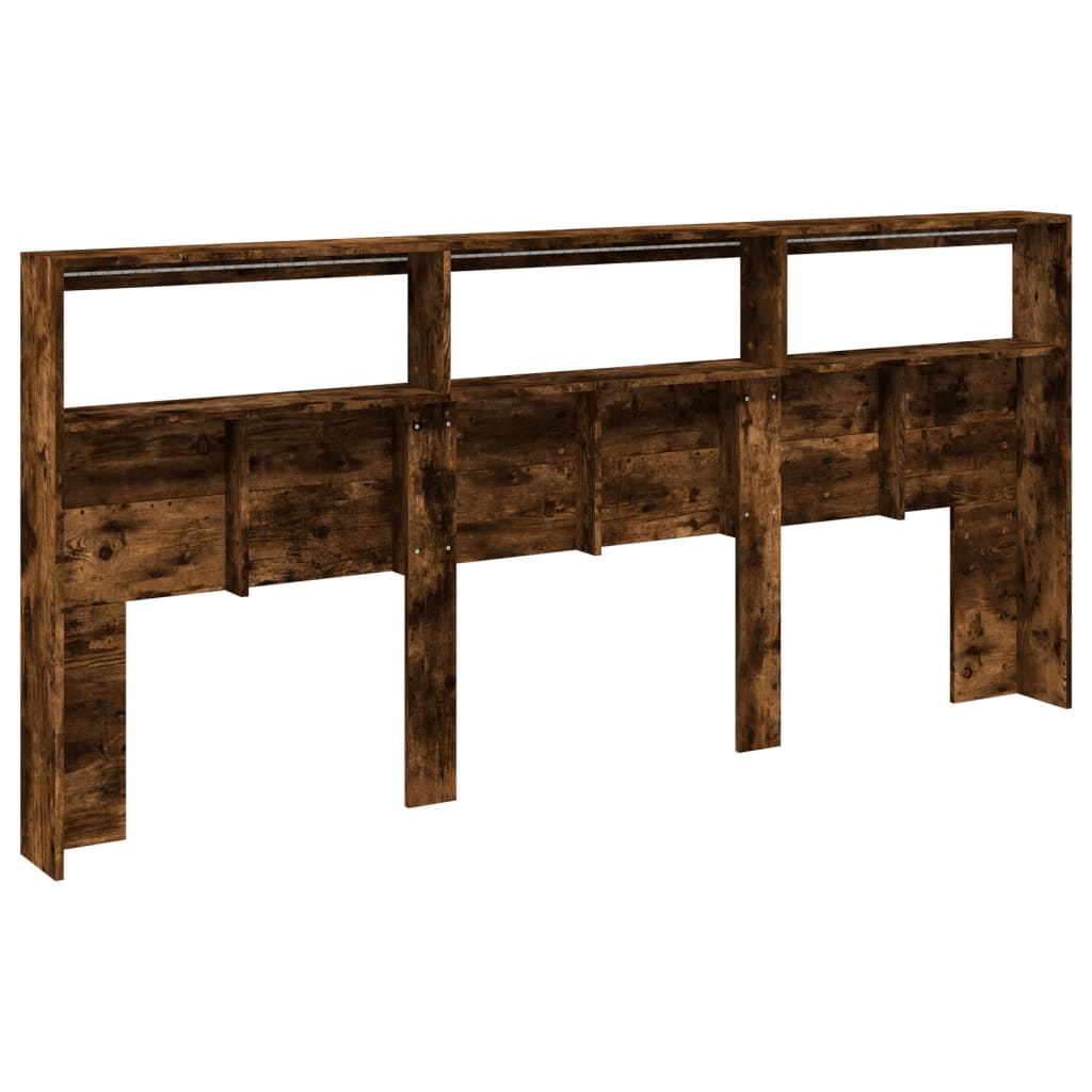 Hodegavl skap med LED røkt eik 220x17x102 cm