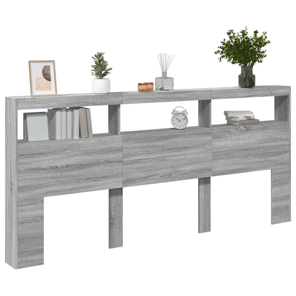 Hodegavl skap med LED grå sonoma 220x17x102 cm