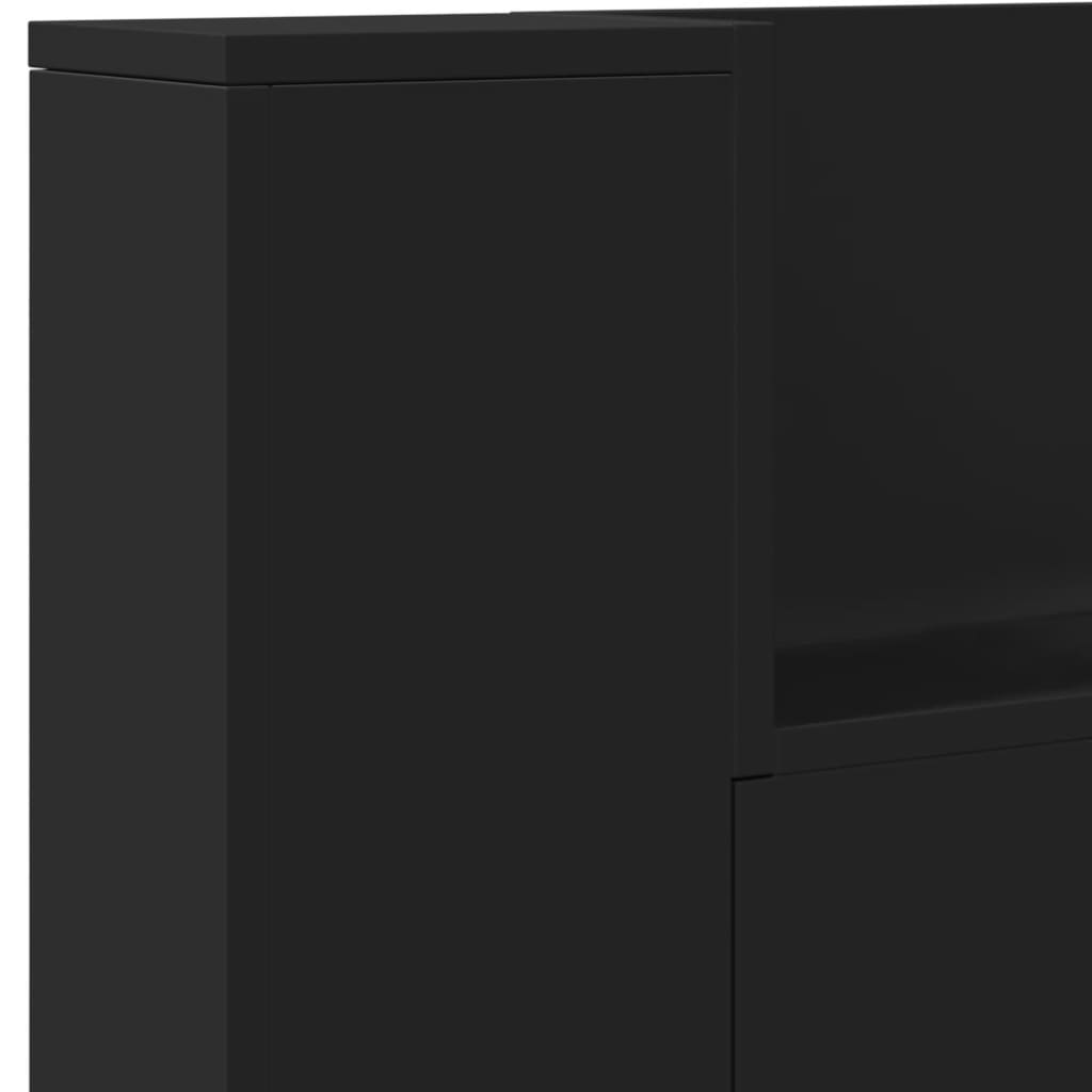 Hodegavl skap med LED svart 220x16,5x103,5 cm