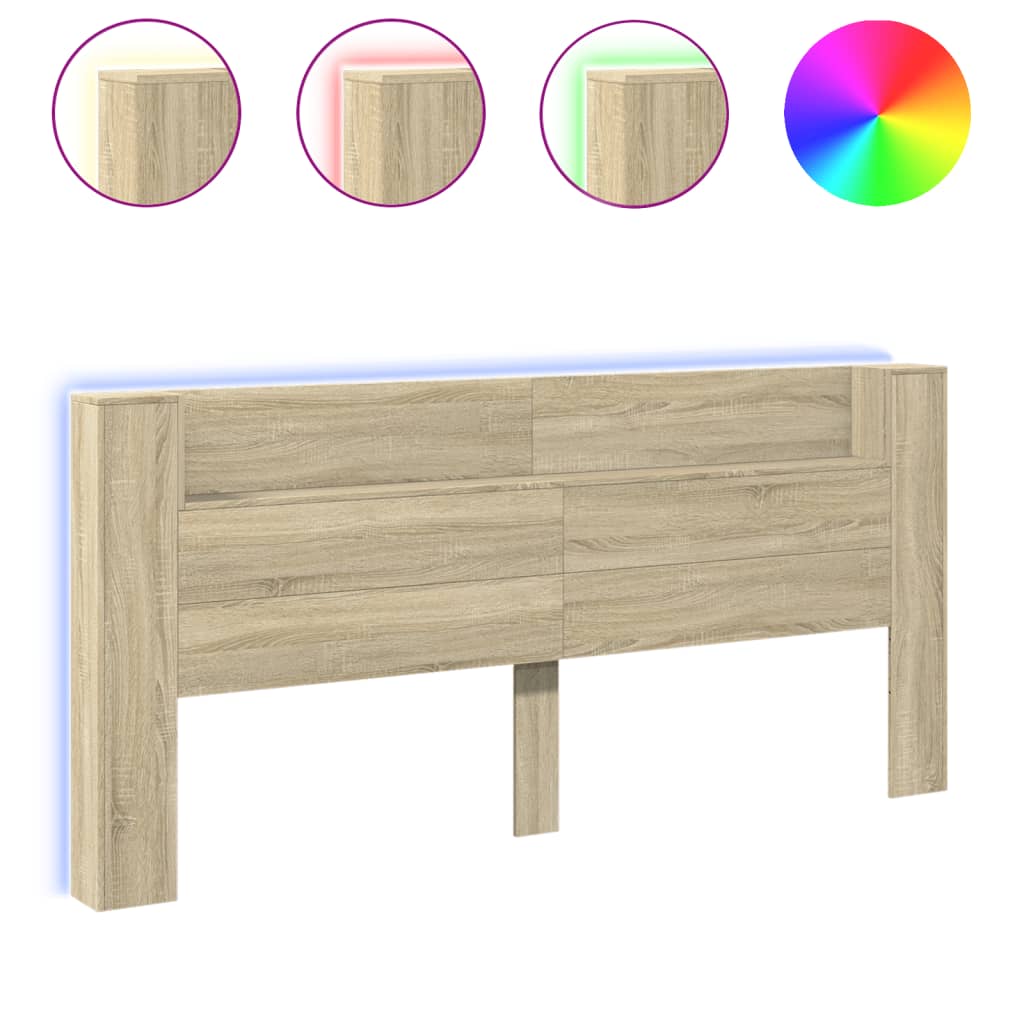 Hodegavl skap med LED sonoma eik 220x16,5x103,5 cm