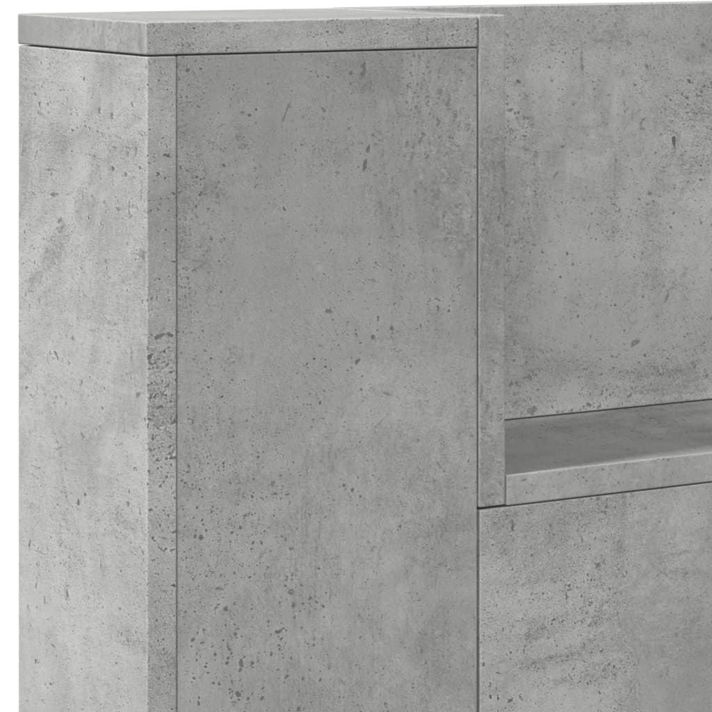 Hodegavl skap med LED betonggrå 220x16,5x103,5 cm
