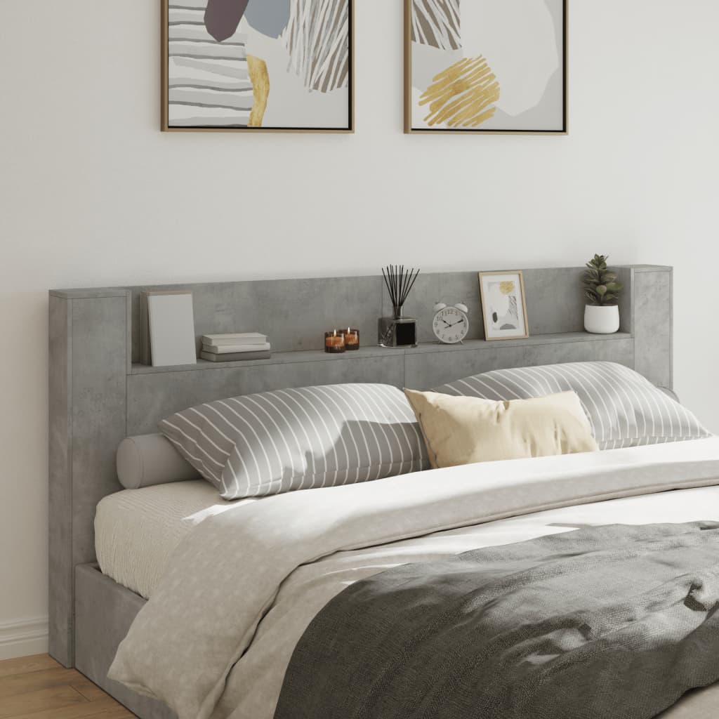 Hodegavl skap med LED betonggrå 220x16,5x103,5 cm