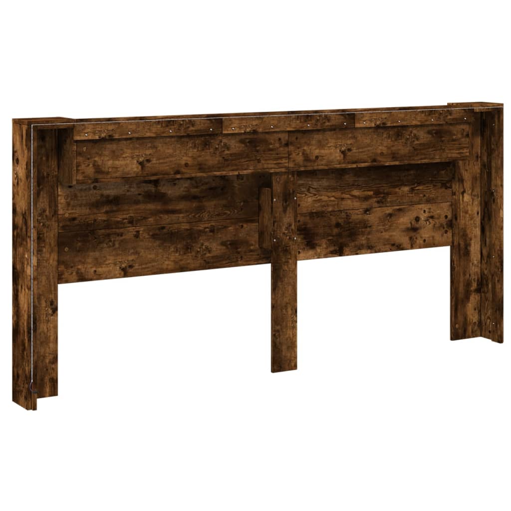 Hodegavl skap med LED røkt eik 220x16,5x103,5 cm