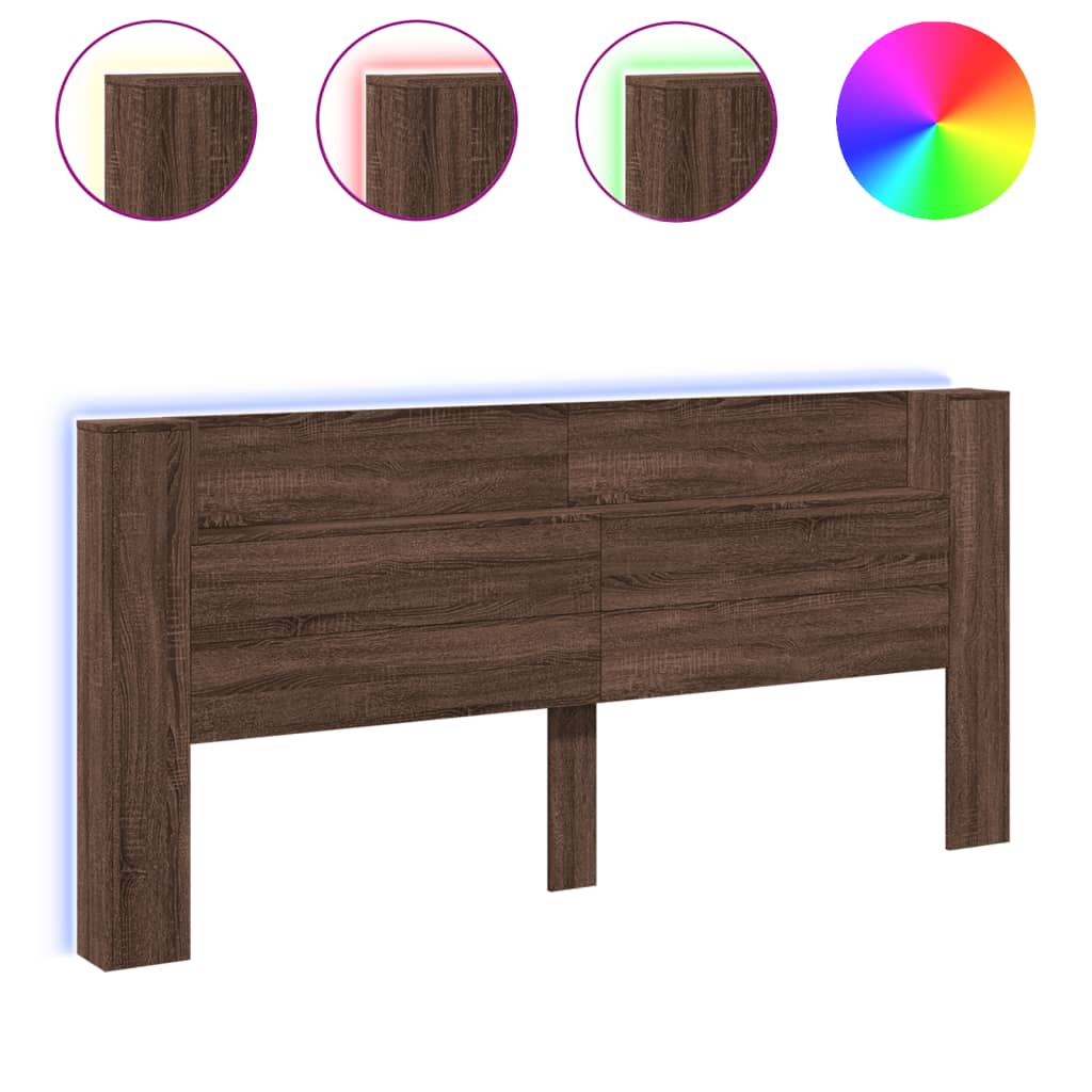 Hodegavl skap med LED brun eik 220x16,5x103,5 cm