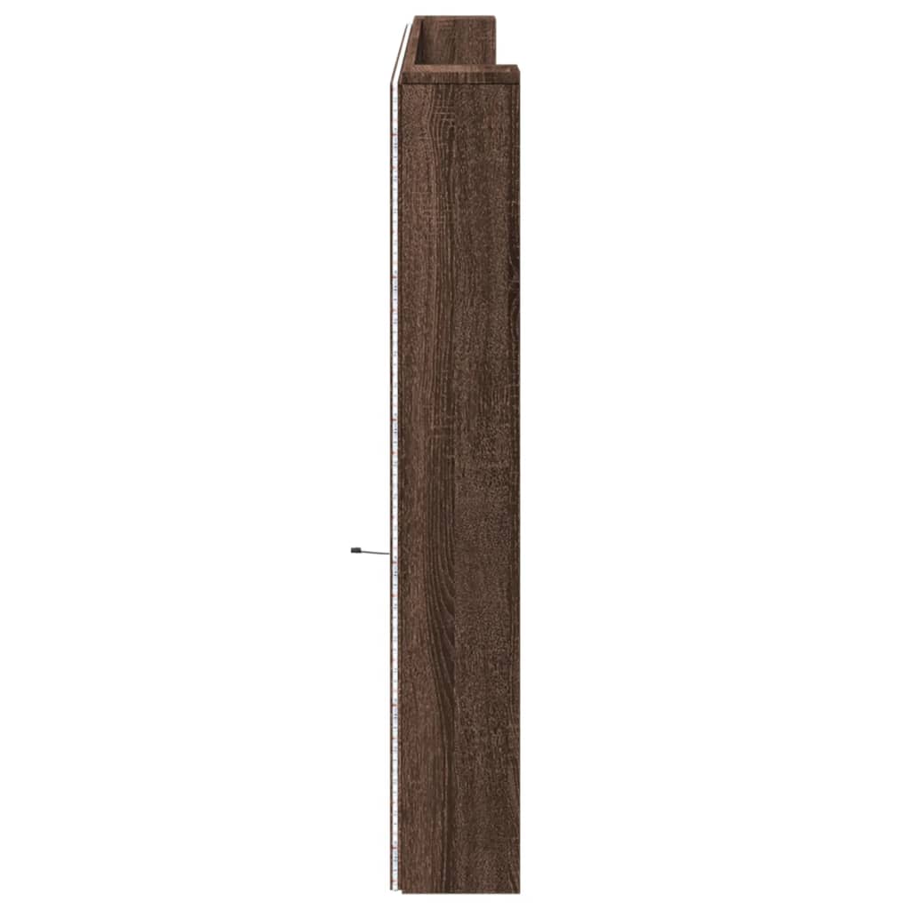 Hodegavl skap med LED brun eik 220x16,5x103,5 cm