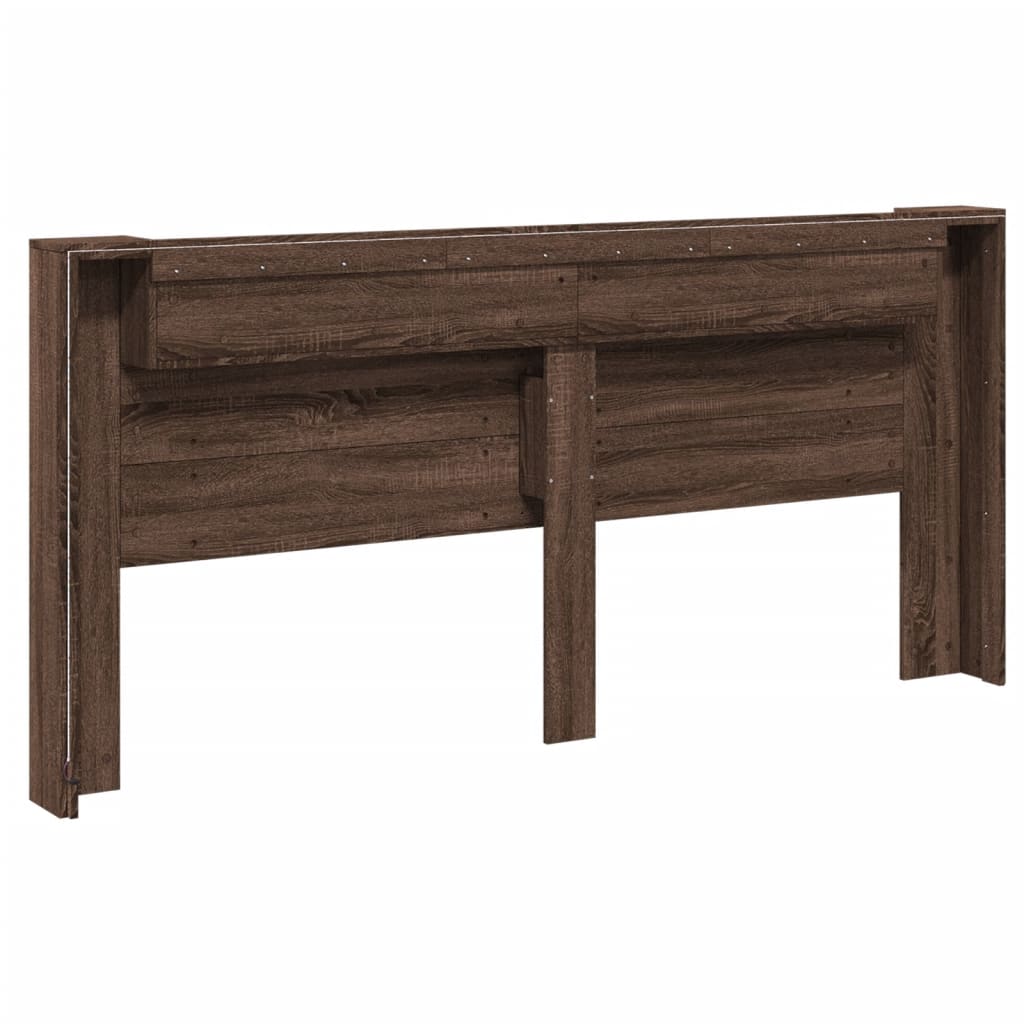 Hodegavl skap med LED brun eik 220x16,5x103,5 cm