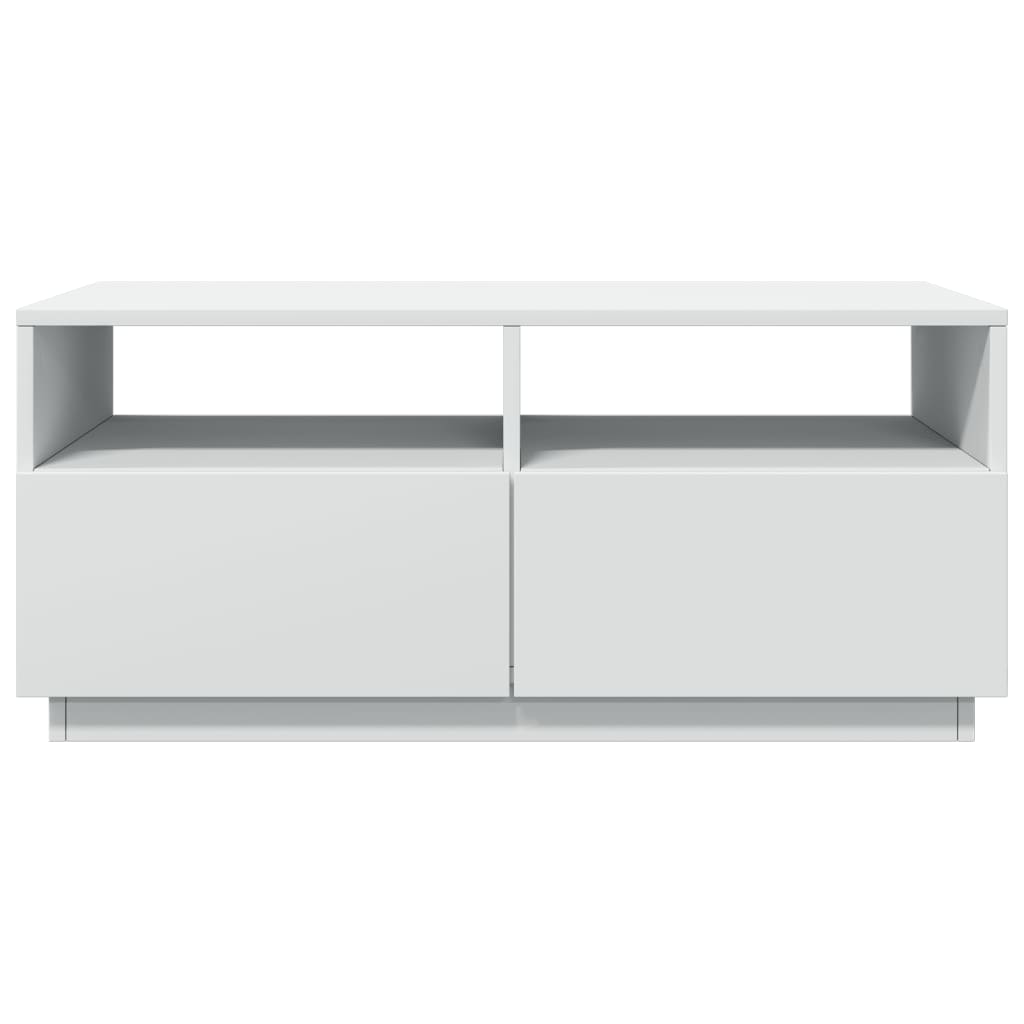 Salongbord med LED-lys hvit 90x49x40 cm
