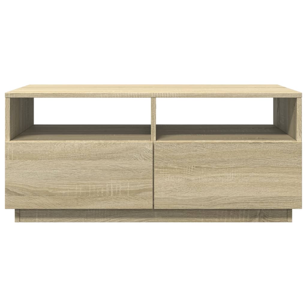 Salongbord med LED-lys sonoma eik 90x49x40 cm
