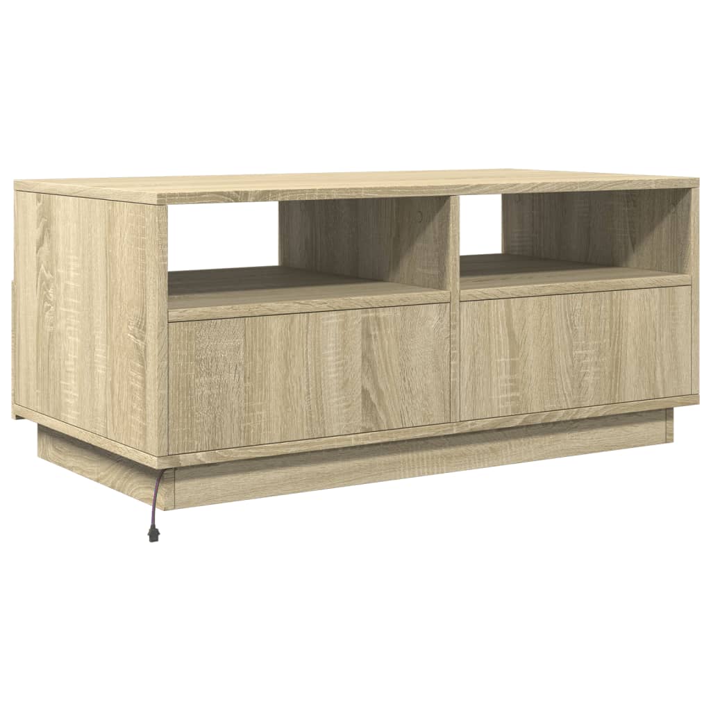 Salongbord med LED-lys sonoma eik 90x49x40 cm
