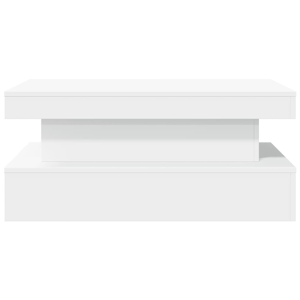 Salongbord med LED-lys hvit 90x50x40 cm