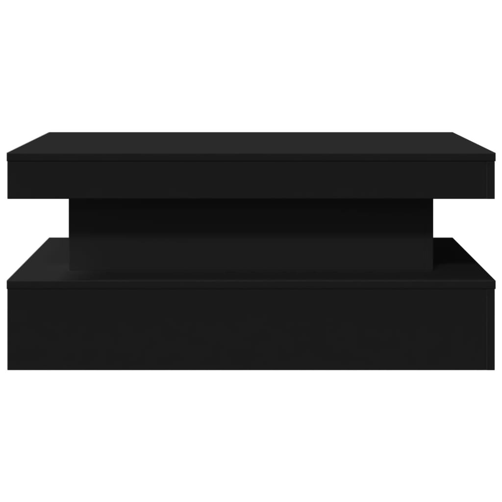 Salongbord med LED-lys svart 90x50x40 cm