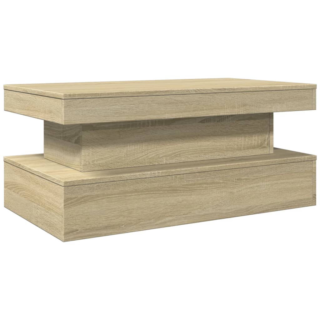 Salongbord med LED-lys sonoma eik 90x50x40 cm