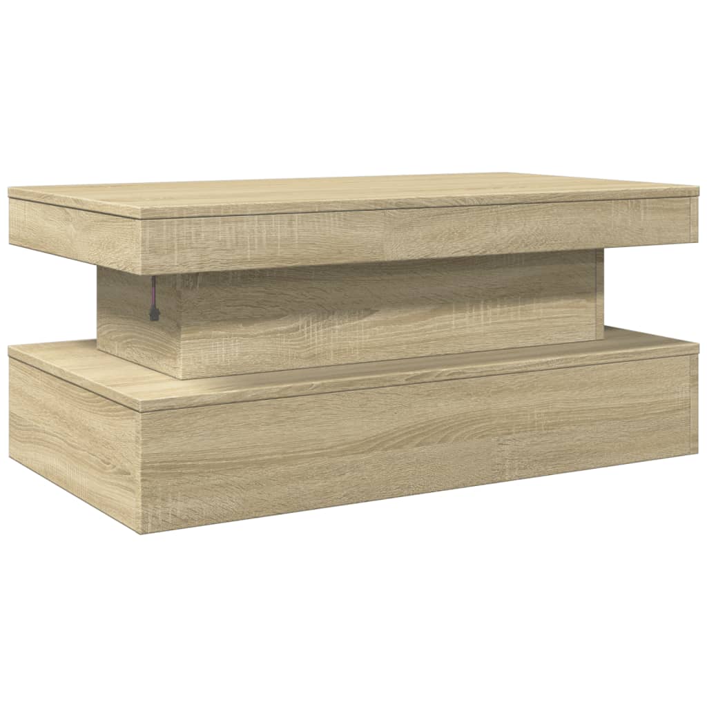 Salongbord med LED-lys sonoma eik 90x50x40 cm