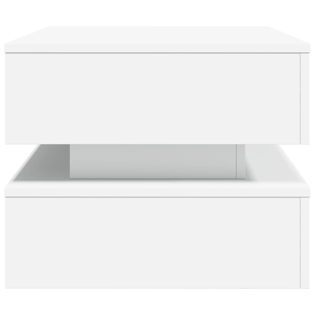 Salongbord med LED-lys hvit 90x50x40 cm