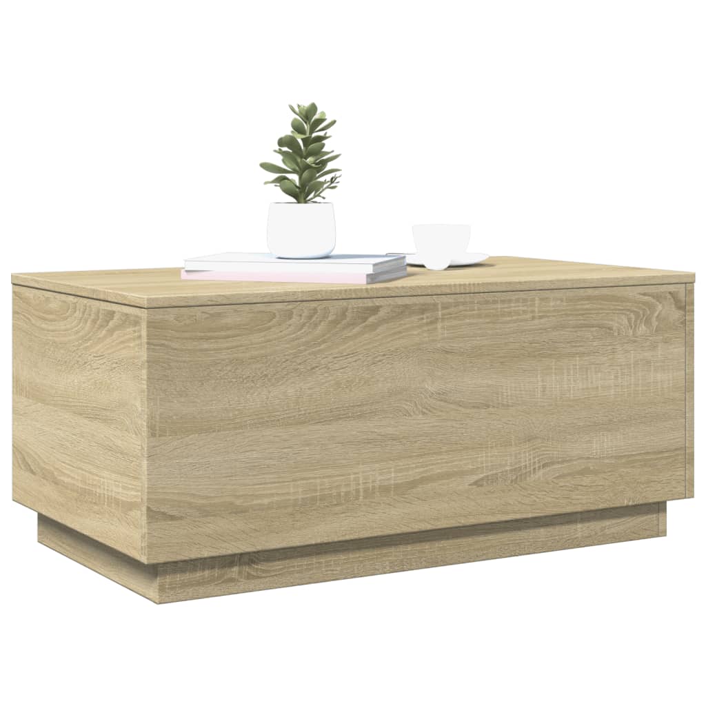 Salongbord med LED-lys sonoma eik 90x50x40 cm