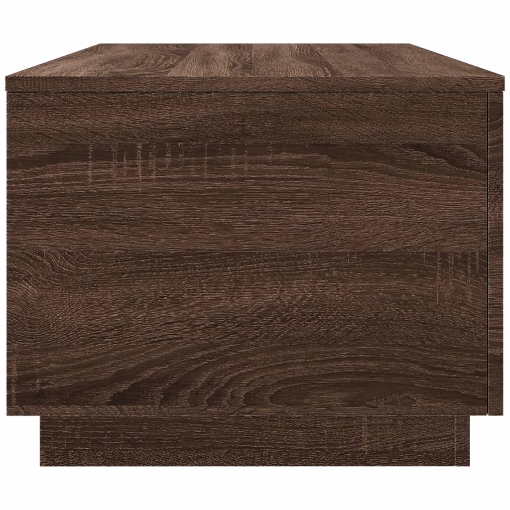 Salongbord med LED-lys brun eik 90x50x40 cm