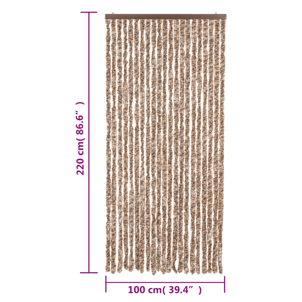 Fluegardin beige og mørkebrun 100x220 cm chenille