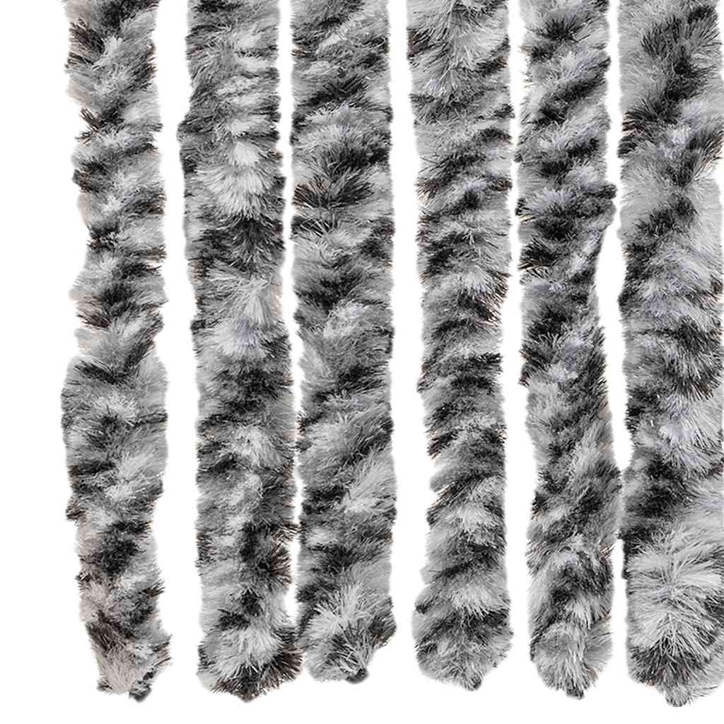 Fluegardin grå og svart og hvit 56x200 cm chenille vidaXL