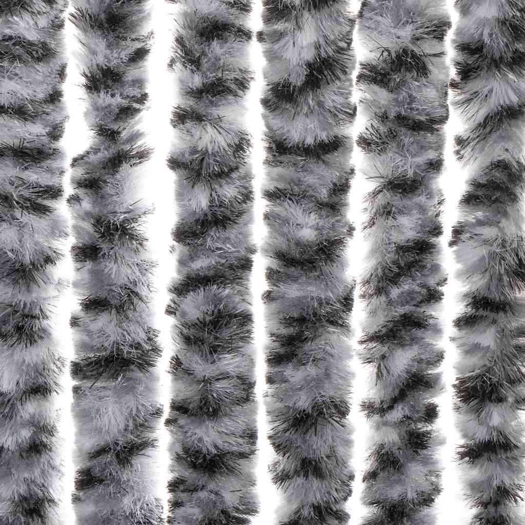 Fluegardin grå og svart og hvit 56x200 cm chenille vidaXL