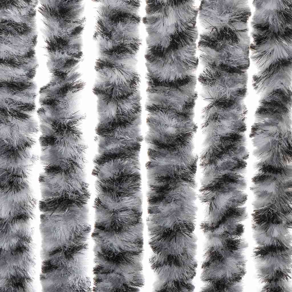 Fluegardin grå og svart og hvit 90x200 cm chenille