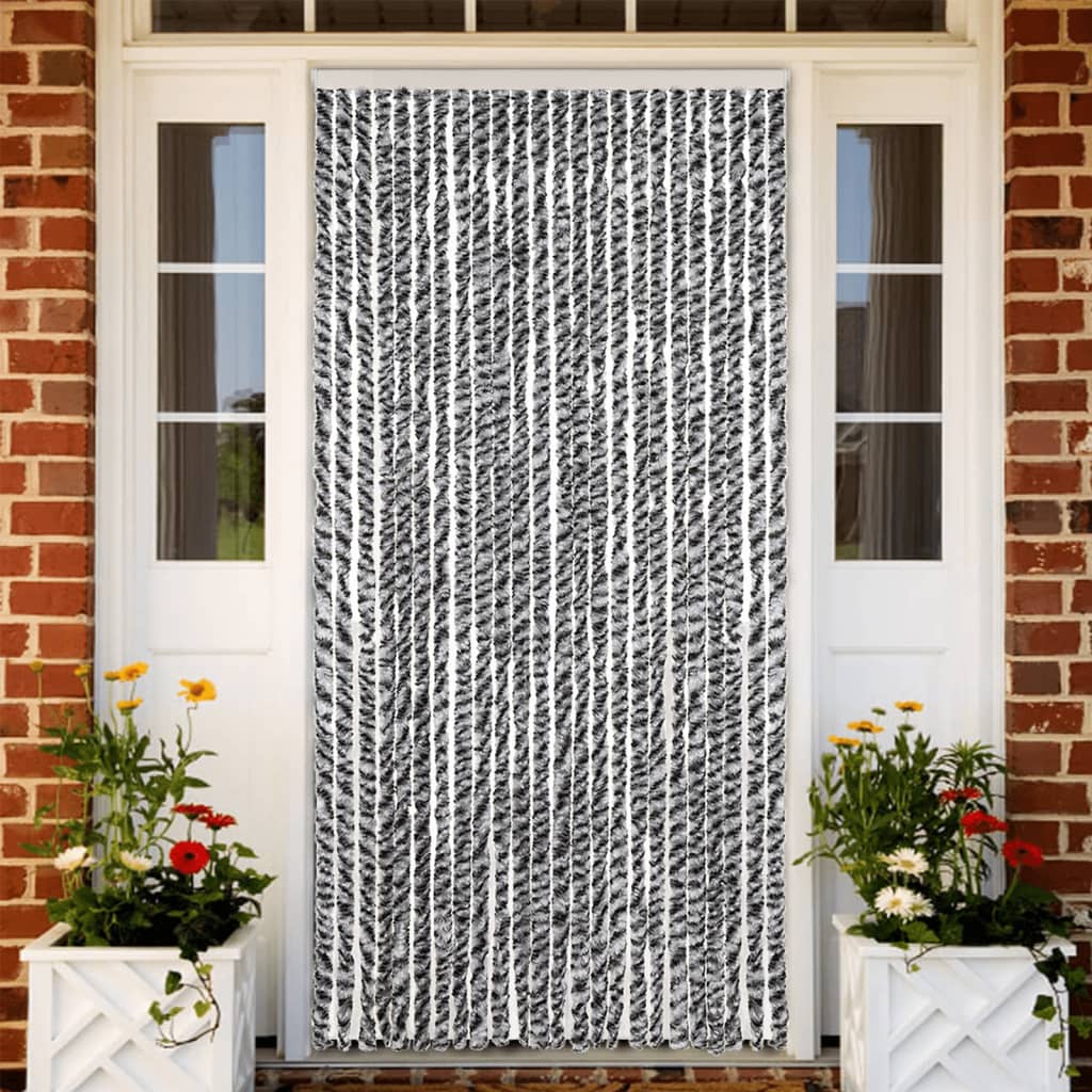 Fluegardin grå og svart og hvit 100x230 cm chenille