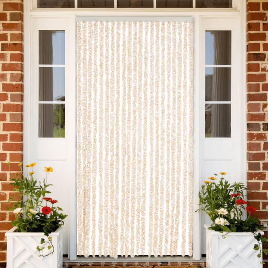 Fluegardin beige og hvit 90x200 cm chenille