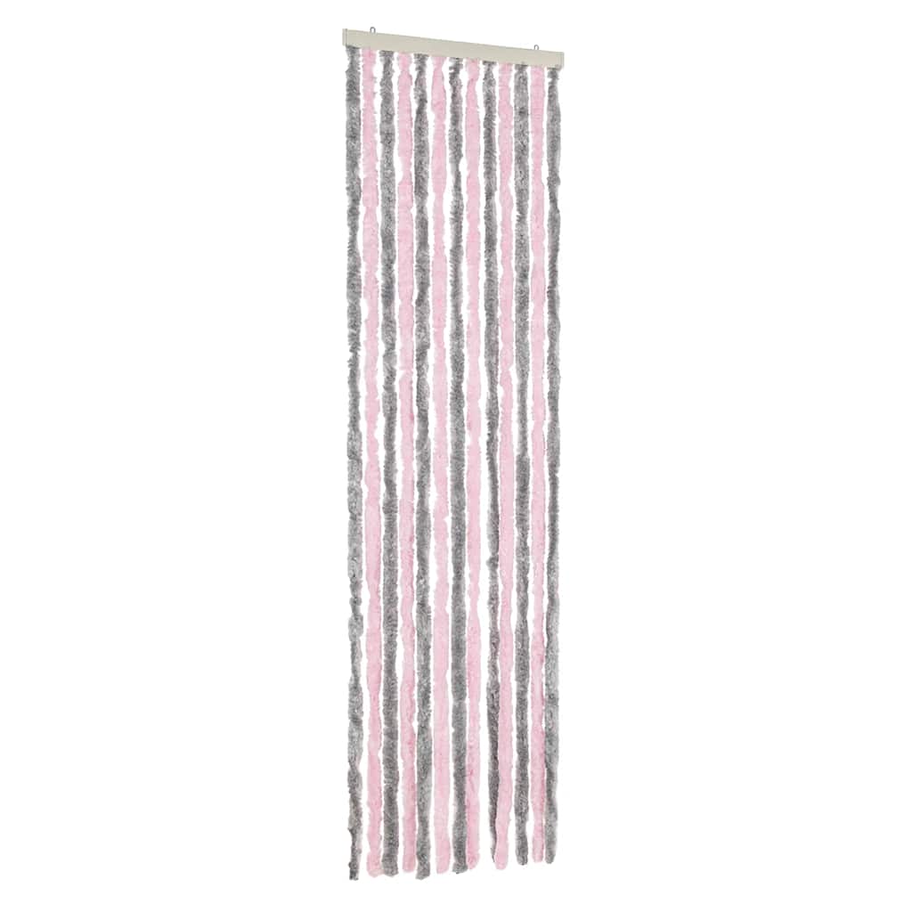 Fluegardin sølvgrå og rosa 56x200 cm chenille