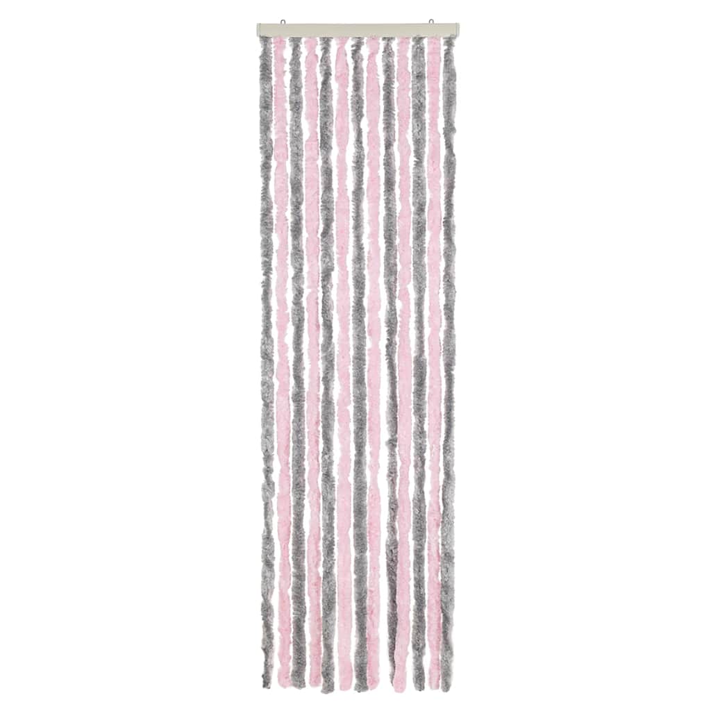 Fluegardin sølvgrå og rosa 56x200 cm chenille