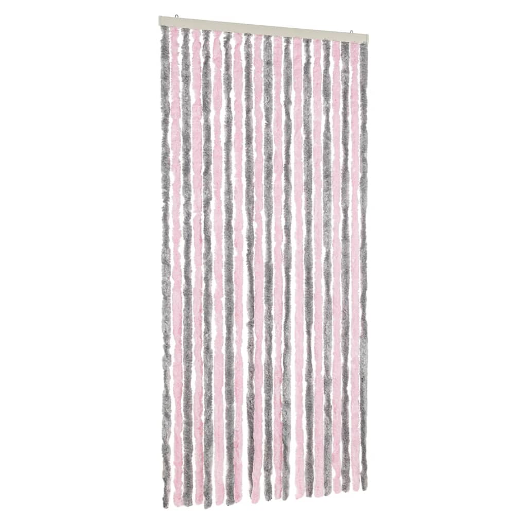 Fluegardin sølvgrå og rosa 90x200 cm chenille