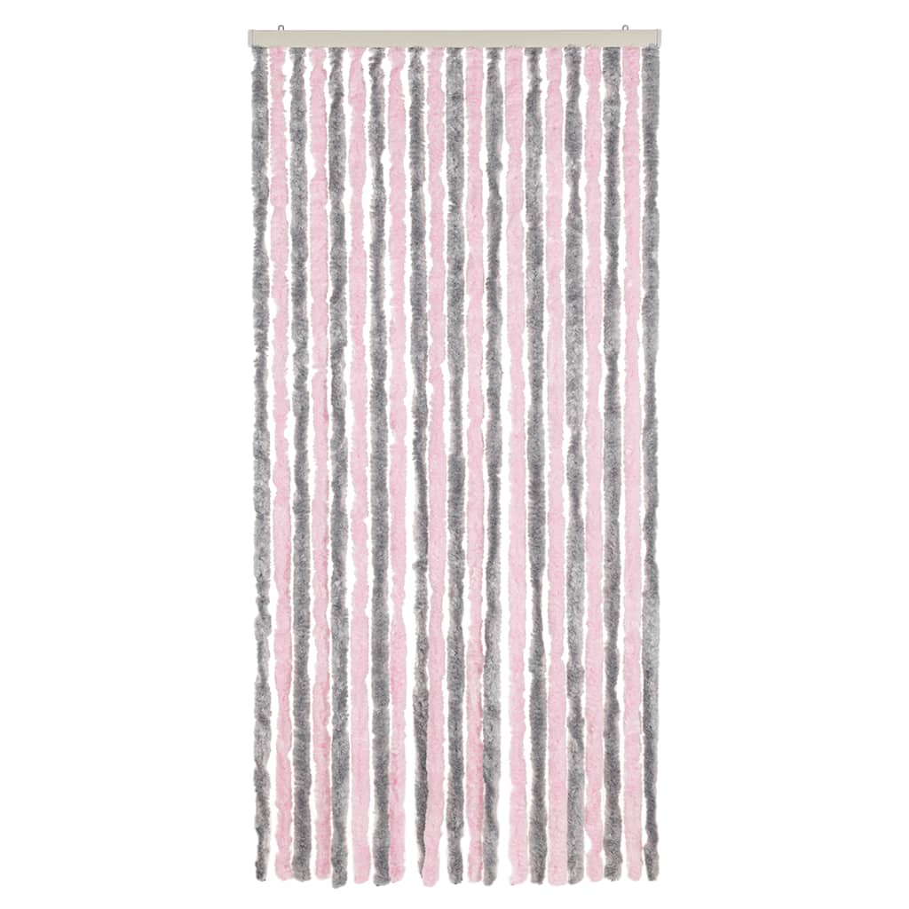 Fluegardin sølvgrå og rosa 90x200 cm chenille