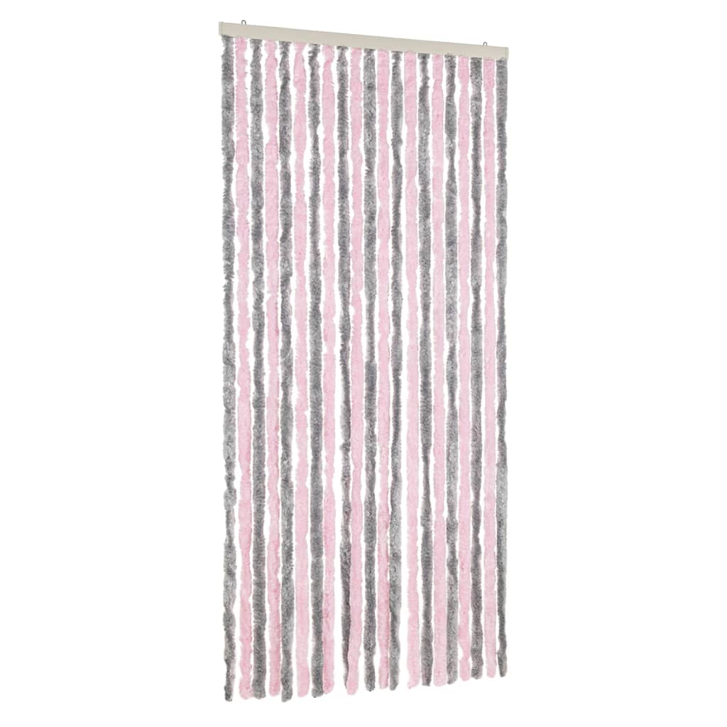 Fluegardin sølvgrå og rosa 90x220 cm chenille