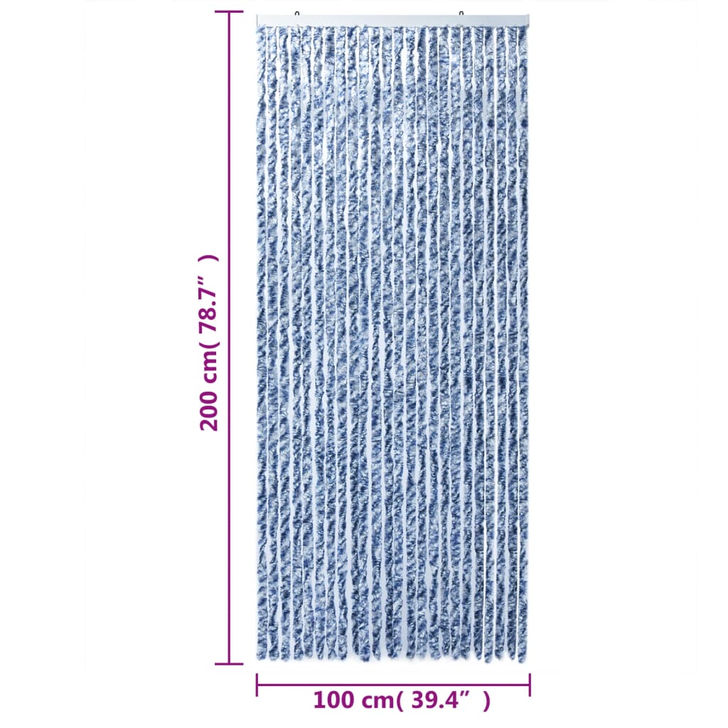 Fluegardin blå og hvit 100x200 cm chenille