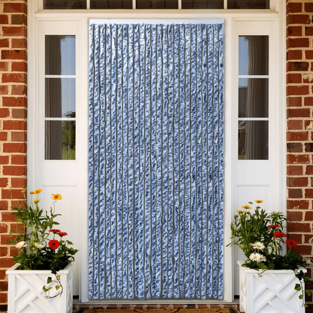 Fluegardin blå og hvit 100x200 cm chenille