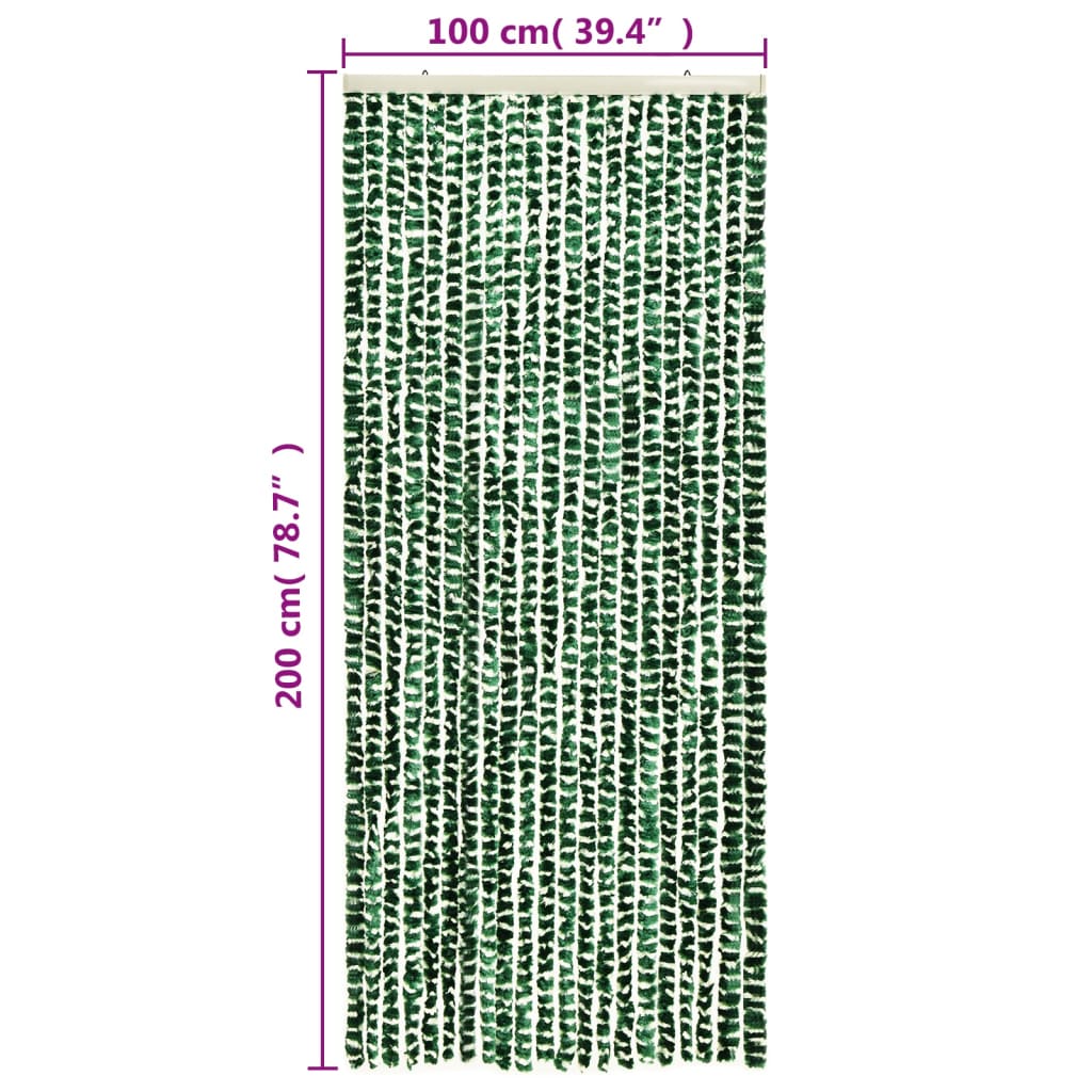 Fluegardin grønn og hvit 100x200 cm chenille
