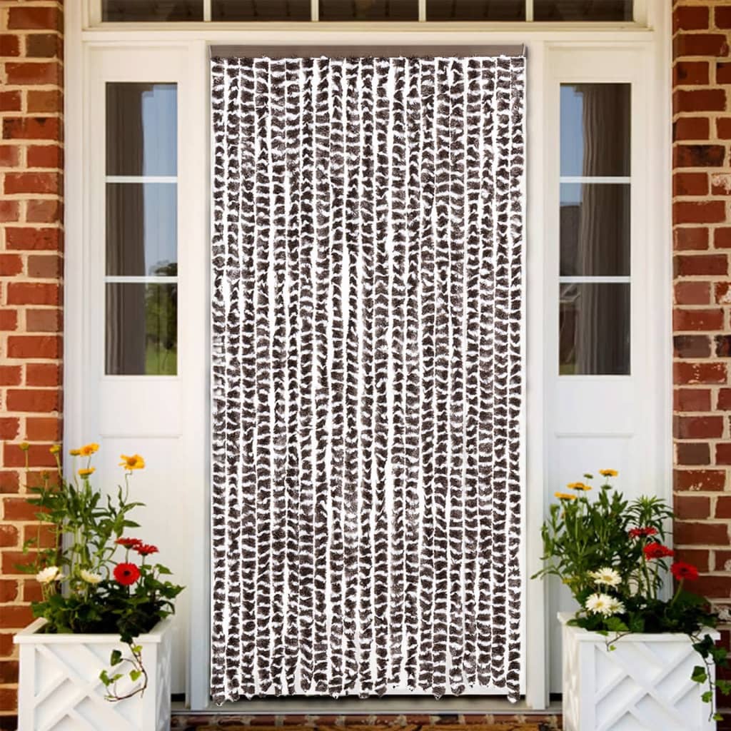 Fluegardin brun og hvit 90x200 cm chenille