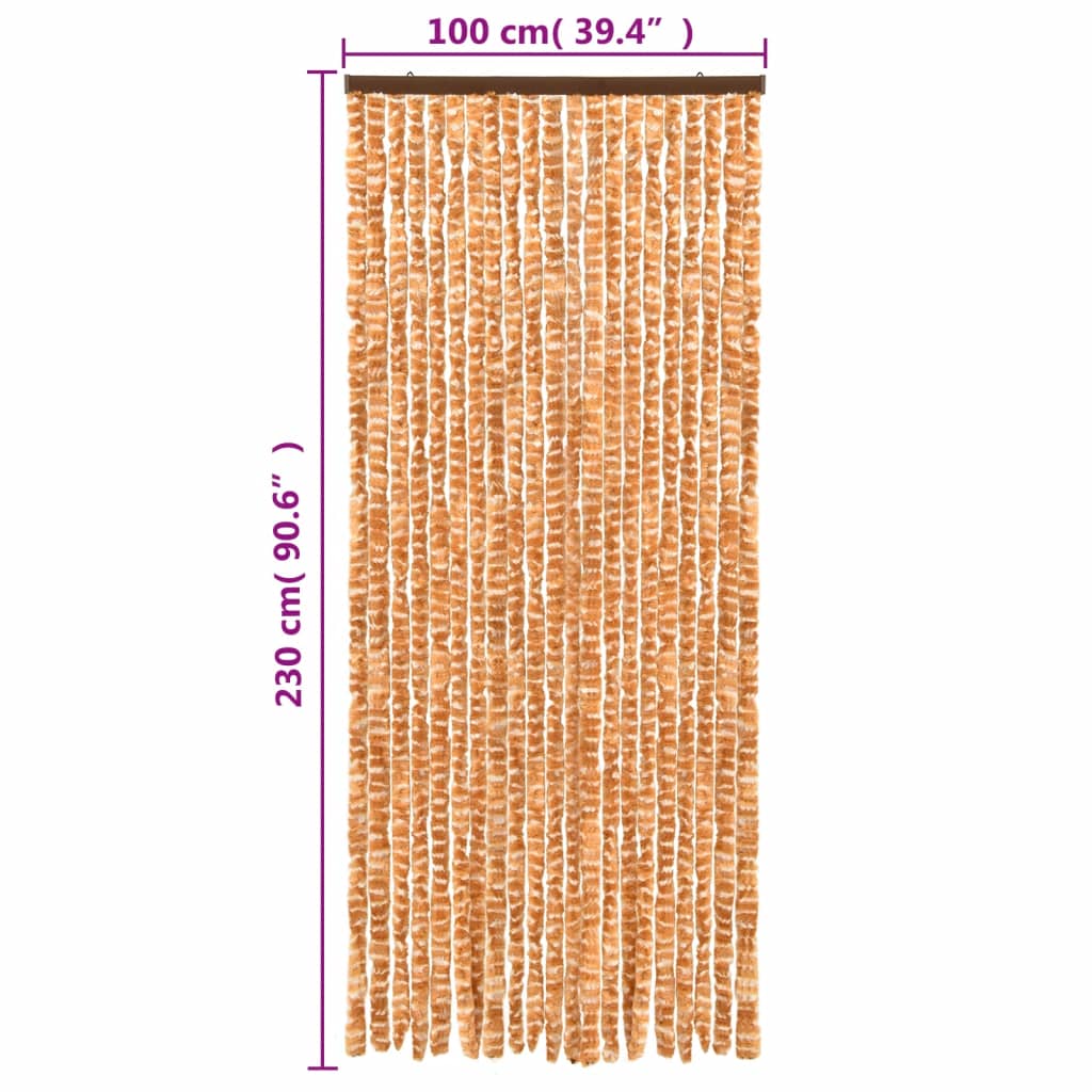 Fluegardin oker og hvit 100x230 cm chenille