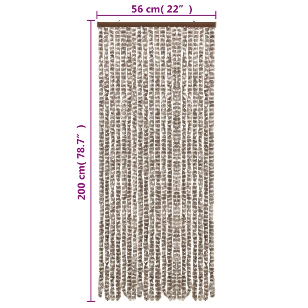 Fluegardin gråbrun og hvit 56x200 cm chenille