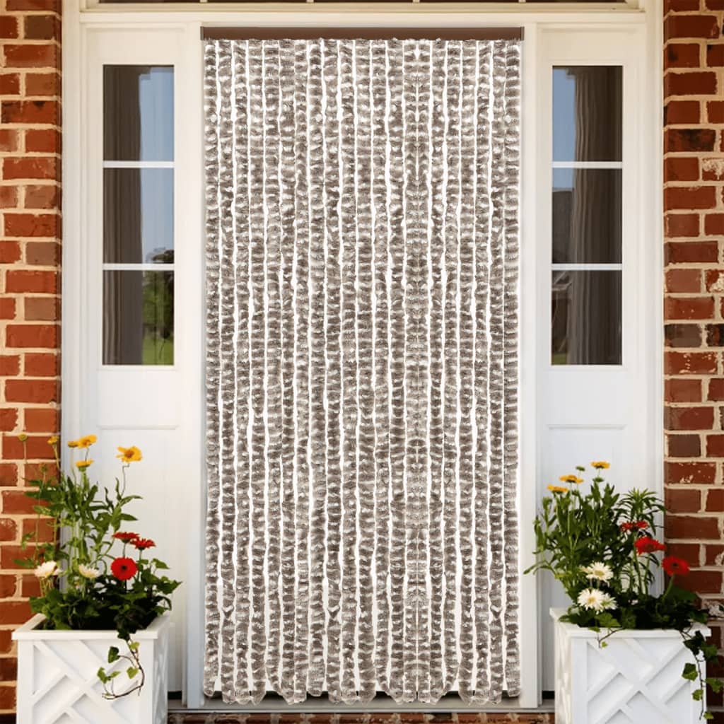 Fluegardin gråbrun og hvit 56x200 cm chenille