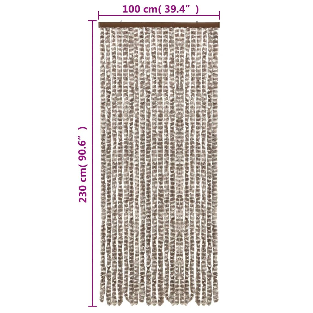 Fluegardin gråbrun og hvit 100x230 cm chenille