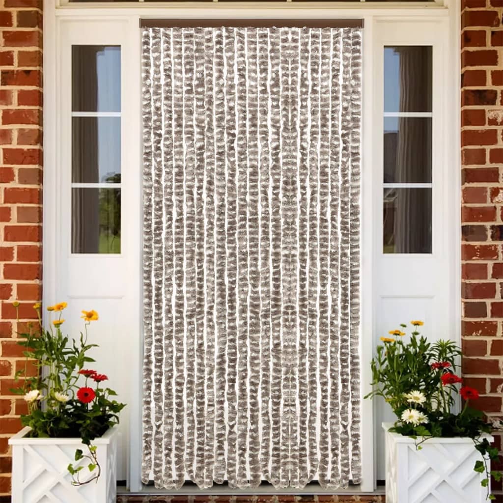 Fluegardin gråbrun og hvit 100x230 cm chenille