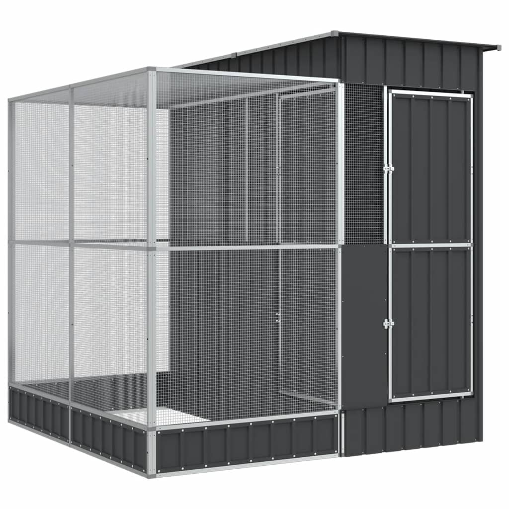 Voliere med forlengelse sølvfarget 209x203x216 cm stål