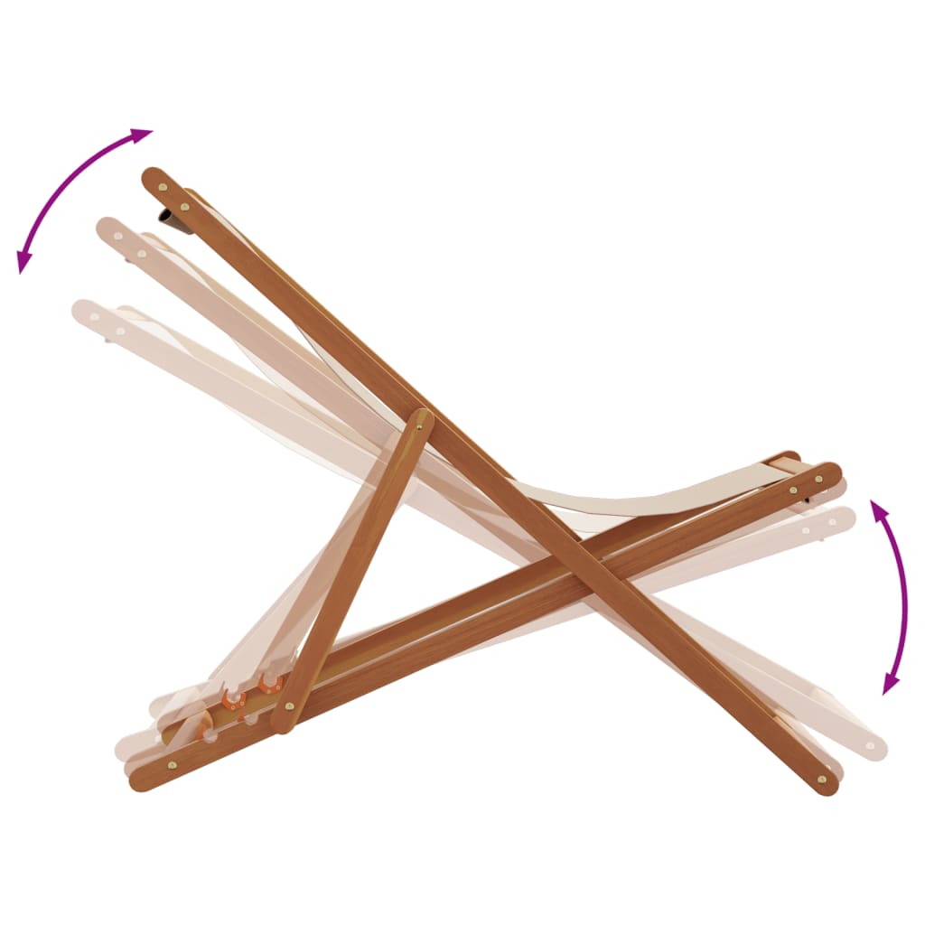 Sammenleggbar strandstol beige heltre eukalyptus og stoff vidaXL