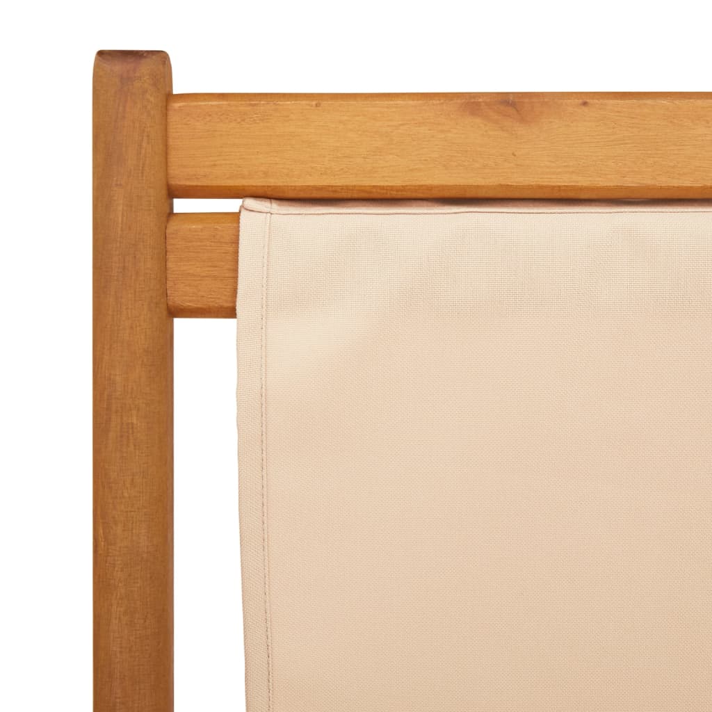 Sammenleggbar strandstol beige heltre eukalyptus og stoff