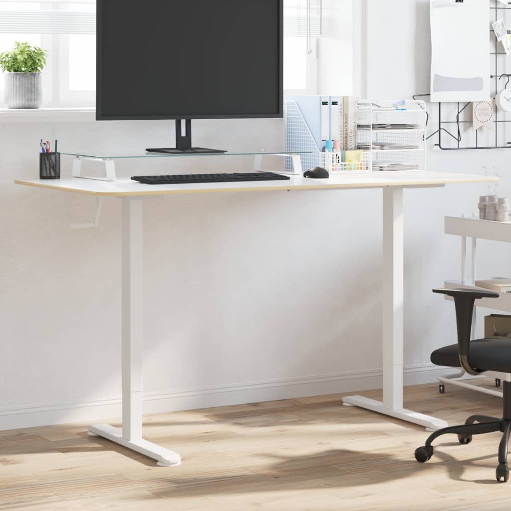 Stående ramme for skrivebord hvit (94-135)x60x(70-114) cm stål